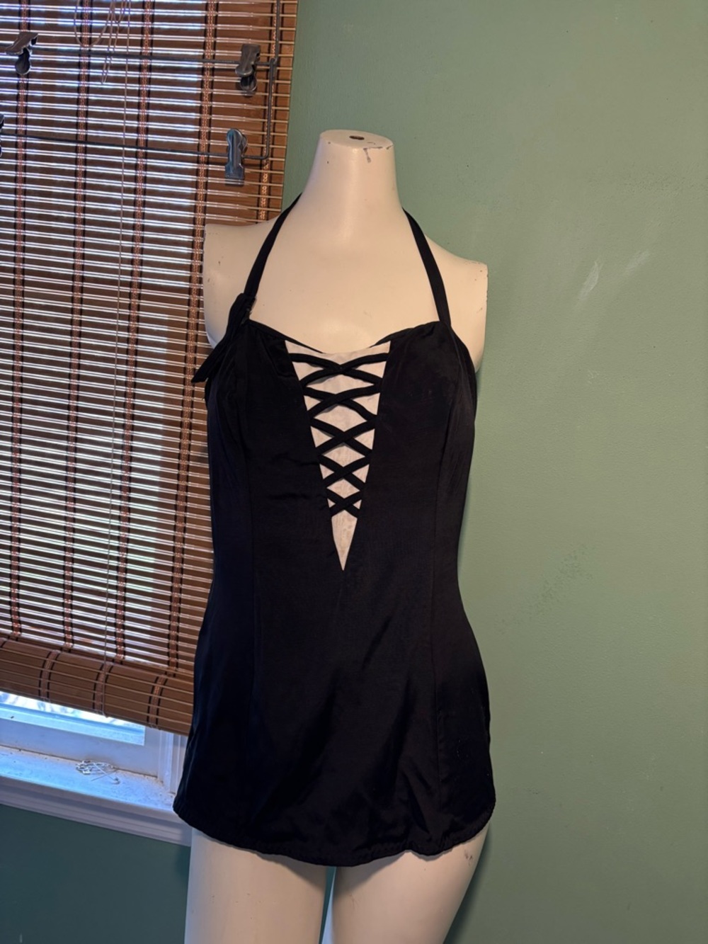 Vintage 1950’s Women's Black One Piece Bathing Swim Swimsuit